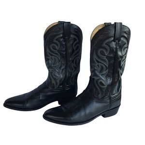 Men’s Cowboy Boots, Dan Post Size 12, Fine Leather, Western Stitching, Black